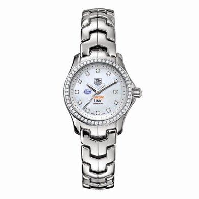 University of Florida Womens TAG Heuer Link Watch with Mother of Pearl Diamond Dial and Diamond Bezel University of Florida Womens TAG Heuer Link Watch with Mother of Pearl Diamond Dial and Diamond Bezel