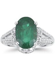 Emerald & Brilliant Diamond Ring 18K Gold