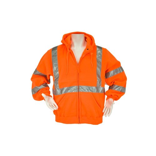 3A Safety SME-C3SS4000-XL ANSI Class 3 Breathable Polyster Fleece Sweatshirt with Detachable Hood, Zipper Front, Orange, X-Large On Sale