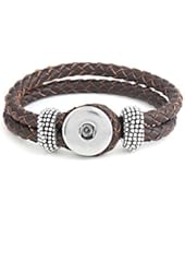 Ginger Snaps 1 Snap Brown Double Braided Bracelet SN92-49 Interchangeable Jewelry Snap Accessory