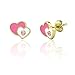 Girls Enamel Double Heart & Crystal Earrings 18kt Gold Plated Stud Earrings Fashion Jewelry for Girls