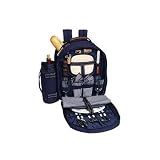 Picnic at Ascot 010B-G Classic-Super Deluxe Picnic Backpack for 2 BLUE GINGHAM
