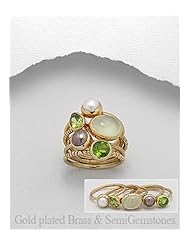 Fresh Water Pearls Ring In Brass