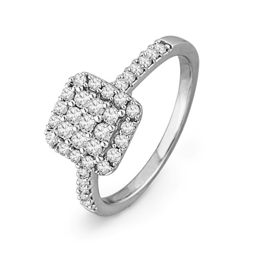 10KT White Gold Round Diamond Sqaure Fashion Ring (1/2 cttw)