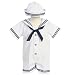 Lito Baby Boys White Navy Sailor Romper Hat Outfit Set 3M-24M