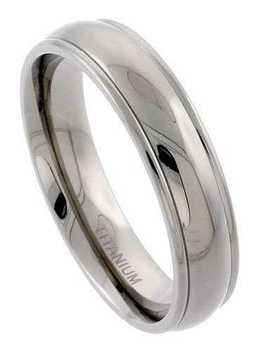 Titanium 6 mm (1/4) Domed Comfort Fit Band with Raised Edges and Polished Finish