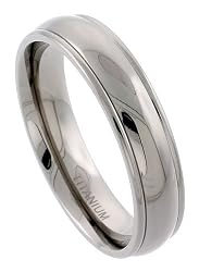 Titanium 6 mm (1/4 in.) Domed Comfort Fit Wedding Band Ring with Raised Edges