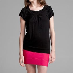 BCBGMAXAZRIA Black Knit Ruched Top