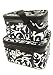 Train Case Cosmetic Toiletry 2 Piece Luggage Set Black & White Damask Floral Print