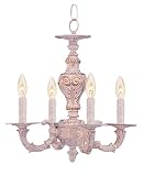 Crystorama Lighting Group 5124-AW Antique White Abbie Traditional / Classic Four Light Mini Chandeli