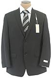 Michael Kors Mens 2 Button Flat Front Black Pinstripe Wool Suit