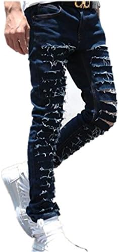 YAYAJIE Mens Casual Ripped Broken Hole Skinny Jeans Denim Joggers Pants Trousers