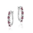 Sterling Silver Genuine Diamond and Ruby Hoop Earrings