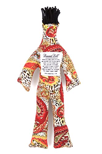 Dammit Doll - Classic Dammit Doll - Gingembre Pression - Red Paisley & Cheetah , Black Hair - Stress Relief, Gag Gift