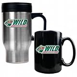 Minnesota Wild NHL Stainless Steel Travel Mug and Black Ceramic Mug Set
