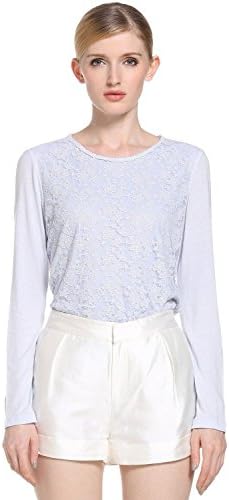 Ochirly Love Ladies Fresh Lace Stitching Loose Long Sleeved Bottoming T-Shirt