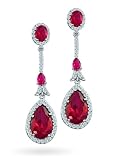 Bling Jewelry Bridal 6-carat Ruby CZ Teardrop Silver-Plated Earrings