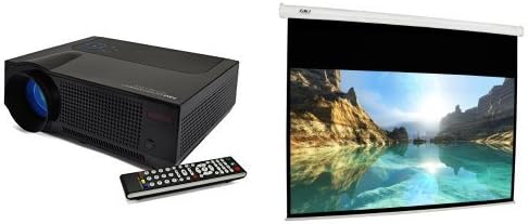 FAVI HD Home-Theater LED Projector, 150" 16:9 Projector Screen and Ceiling Mount