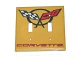 Corvette C5 Yellow Logo Switchplate Double
