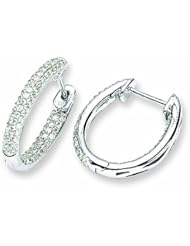 0.7 Carat 14K White Gold Diamond In-Out Hinged Hoop Earrings