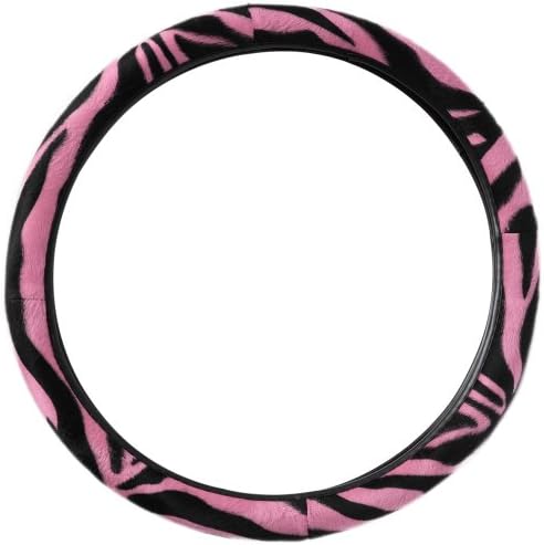 OxGord Velour Zebra Print Steering Wheel Cover, Pink
