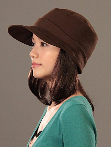 抗がん剤／医療用帽子【着脱式・髪付き帽子】カットソー・キャスケット＆セミロングヘアセット