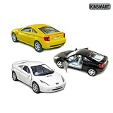 Set of 3 Cars: 5 Toyota Celica, Pull Back Action (Black, White and Yellow).