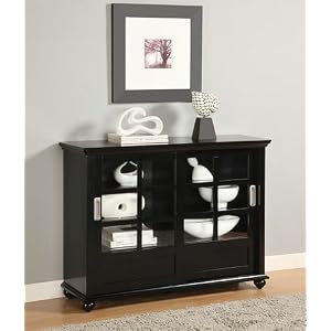 Brady Bookcase with Sliding Doors - Black by Dorel Altra