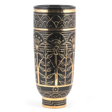 Black and Gold Frieze Slipware Vase (Limited Edition)||RF10F