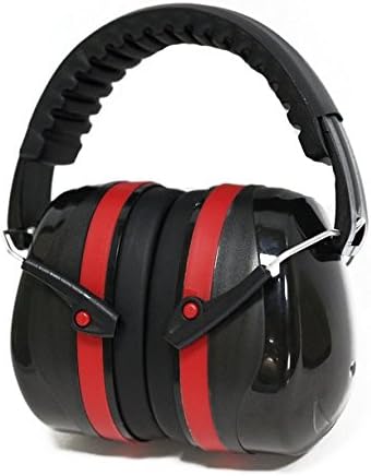 CE ANSI Certified Luxury Safety Lightweight Ear Muffs 34dB Highest NRR, Shooters Hearing Protection. Professional Over the Head w/ Head Band. Adjustable to Fit All Sizes, Soft Foam Ear Cups. Red/Black