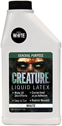 Creature Liquid Latex - WHITE - General Purpose Professional Special Effects Liquid Latex - 16oz - Dries WHITE - Perfect For A Basecoat