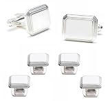 Rectangular Sterling Silver Cufflinks & Tuxedo Stud Set