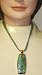 Multi Strings Green Short Chain Necklace with Large Green Gold Plated Pendant