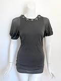 BURBERRY Decorative Stud Neck Blouse in Grey