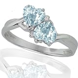 10k White Gold Aquamarine and Diamond Heart Ring (.02 cttw, I-J Color, I1 Clarity)