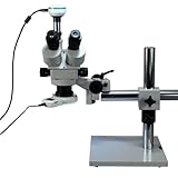 Boom Stand Stereo Microscope with 54 LED Ring Light and 2.0MP USB Camera