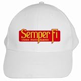 White Baseball Cap of U.S. Navy Marine Corps Semper Fi Phrase (Always Faithful) (USMC)