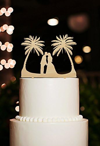 Beach Wedding Cake Toppers Tree Bride and Groom Kiss Sihouette Wedding Party Favor