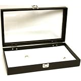 72 Slot White Ring Foam Jewelry Display Glass Top Tray
