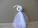 Styrofoam Hanging Decorative Ghost - Great for Halloween - 7 inches tall - Styrofoam head drapped in mesh fabric