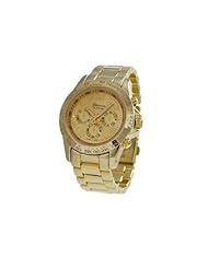 Geneva Unisex Mens Womens Designer Inspired Chronograph Style Boyfriend Watch in Gold Tone