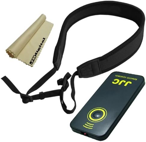 IR Wireless Remote Control for Nikon D40, D40x, D50, D60, D70, D70s, D80, D90, D3000, D5000, D7000 and COOLPIX P7000 with Nikon ML-L3 + Black Neoprene Camera Neck Shoulder Strap + JB Digital Microfiber Cleaning Cloth