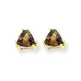 14k 5mm Trillion Smokey Quartz Earring