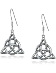 Sterling Silver Celtic Triquetra Knot Triangle Drop Earrings