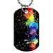 2 Sided Dog Tag of Gay Pride Flag Paint Splat