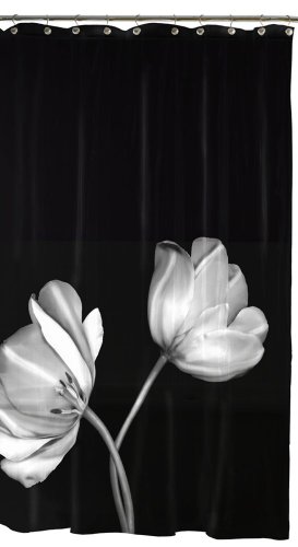 Maytex Tulip Photoreal PEVA Shower Curtain, Black