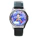 Round Silver Metal Watch of Vintage Art Deco Betty Boop on Rainbow with Hot Air Balloon and Hearts