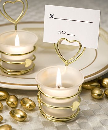 Heart Design Candle Favors/Place Card Holders (QTY.1)