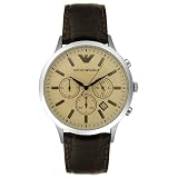 Emporio Armani Men's AR2433 Chronograph Stainless Steel and Brown Leather Watch