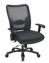 Hot Sale Office Star SPACE Big and Tall Double Air Grid Leather and Mesh Managers Chair, Black